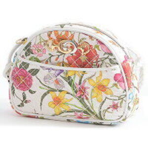 Gucci Flora Flower Shoulder Bag Quilted Canvas White